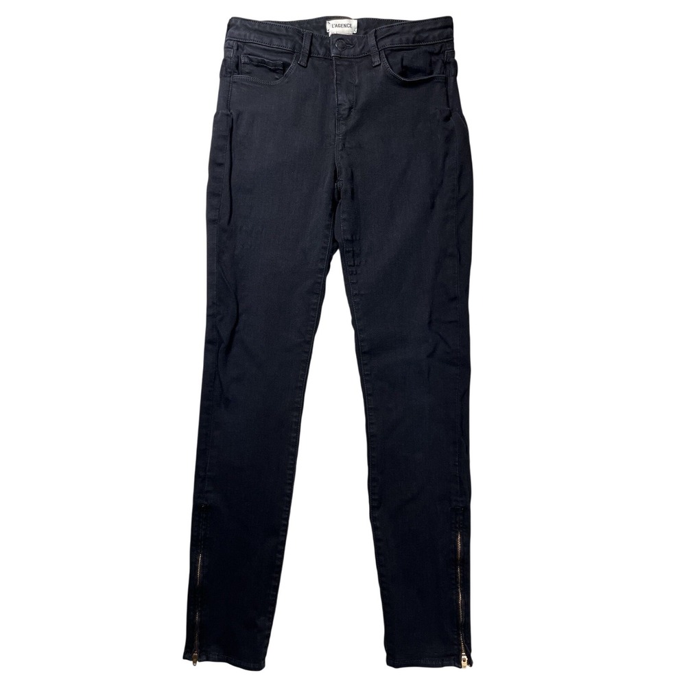 L'Agence Women's Black Skinny Jeans Sz 27  Ankle Zip‎ Stretch Designer READ
